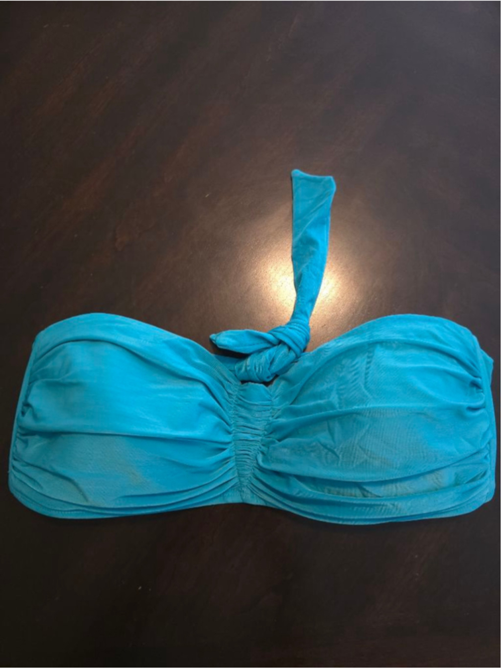 Women's LA BLANCA Retro Teal Strapless Bikini Top Plus Size 14 Adjustable Swim